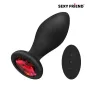 ВТУЛКА С ВИБРАЦИЕЙ чёрный, цвет кристалла красный, 10 режимов вибрации, L 90 мм D 35 мм, дистанционн