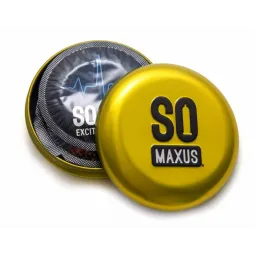 Презервативы с точками и рёбрами в металлическом боксе MAXUS Special - 3 шт