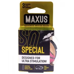 Презервативы с точками и рёбрами в пластиковом кейсе MAXUS Special - 3 шт.