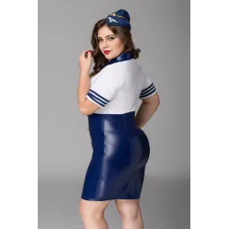 КОСТЮМ СТЮАРДЕССЫ CANDY GIRL DEVON (ПЛАТЬЕ, ГОЛОВНОЙ УБОР) СИНИЙ, 2XL