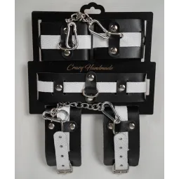 Набор из черной кожи с белым ремнем