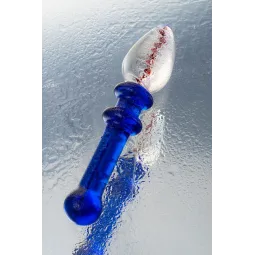 Двусторонний фаллоимитатор Sexus Glass, стекло, синий, 18 см