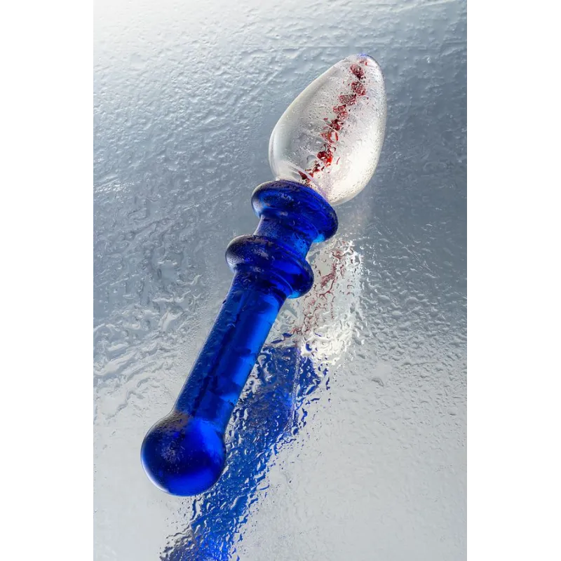 Двусторонний фаллоимитатор Sexus Glass, стекло, синий, 18 см
