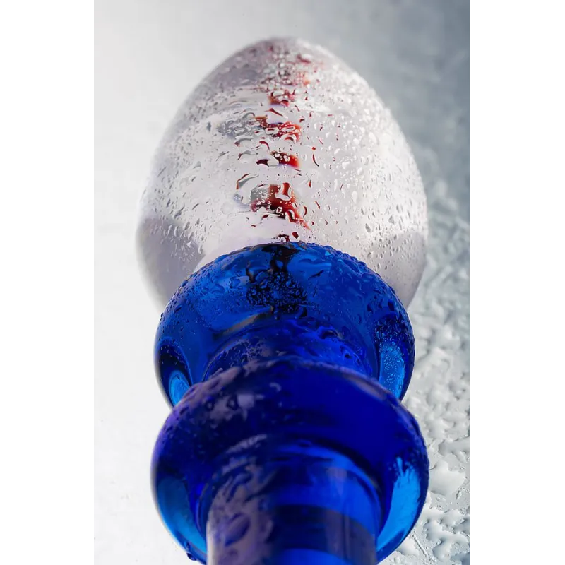Двусторонний фаллоимитатор Sexus Glass, стекло, синий, 18 см