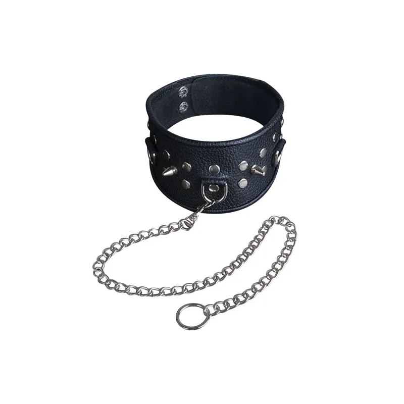Ошейник черный с цепью