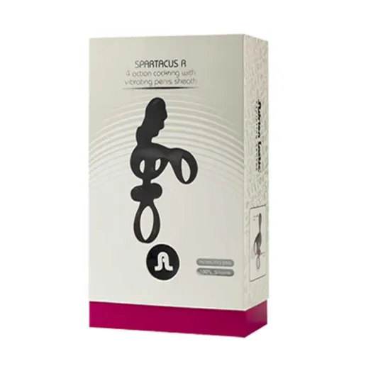 Spartakus R эрекционная насадка кольцо со съемной вибропулей черное