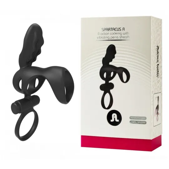 Spartakus R эрекционная насадка кольцо со съемной вибропулей черное