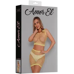 Яркий комплект из топа и юбки (жёлтый)