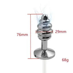 Винтообразная алюминевая анальная пробка с электростимуляцией