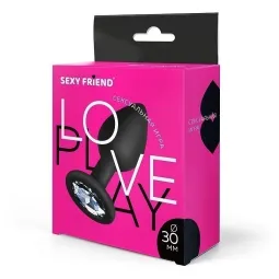 ВТУЛКА АНАЛЬНАЯ, L 73 мм D 30 мм, чёрная, цвет кристалла бесцветный, силикон