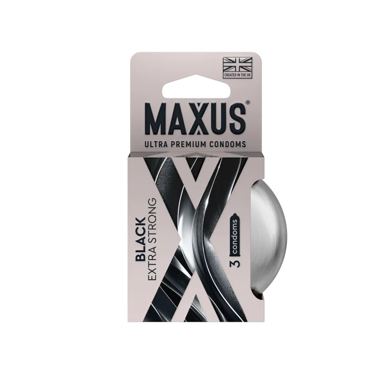 Презервативы MAXUS Extra Strong №3 в железном кейсе, черные, утолщенные, 3 шт