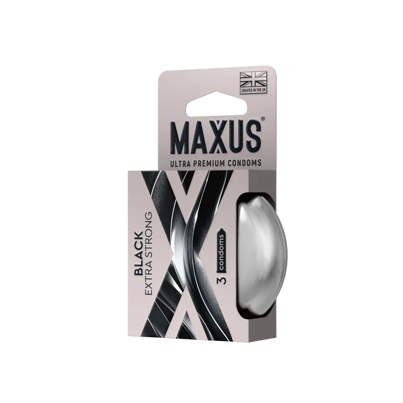 Презервативы MAXUS Extra Strong №3 в железном кейсе, черные, утолщенные, 3 шт