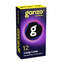 Презервативы Ganzo Long Love, с анестезирующим эффектом, латекс, 18 см, 12 шт.
