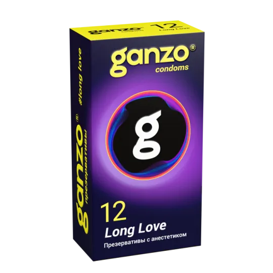 Презервативы Ganzo Long Love, с анестезирующим эффектом, латекс, 18 см, 12 шт.