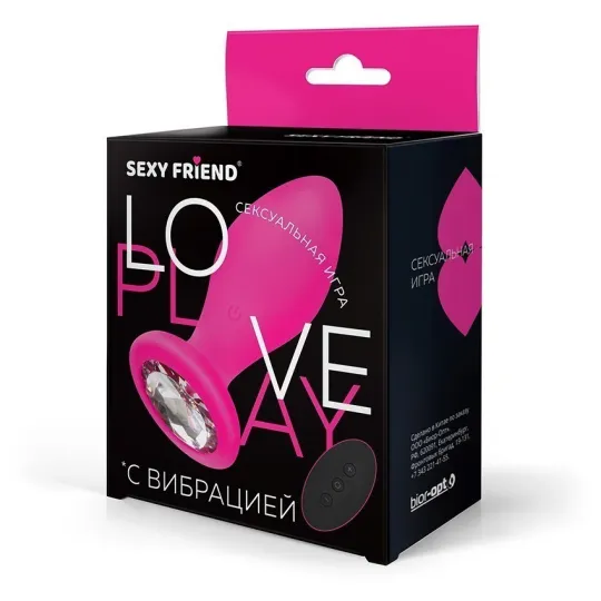 ВТУЛКА С ВИБРАЦИЕЙ фуксия, цвет кристалла бесцветный, 10 режиВТУЛКА С ВИБРАЦИЕЙ фуксия, цвет кристалла бесцветный, 10 режимов ви