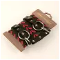 Оковы из натуральной кожи с отделкой из красной кожи