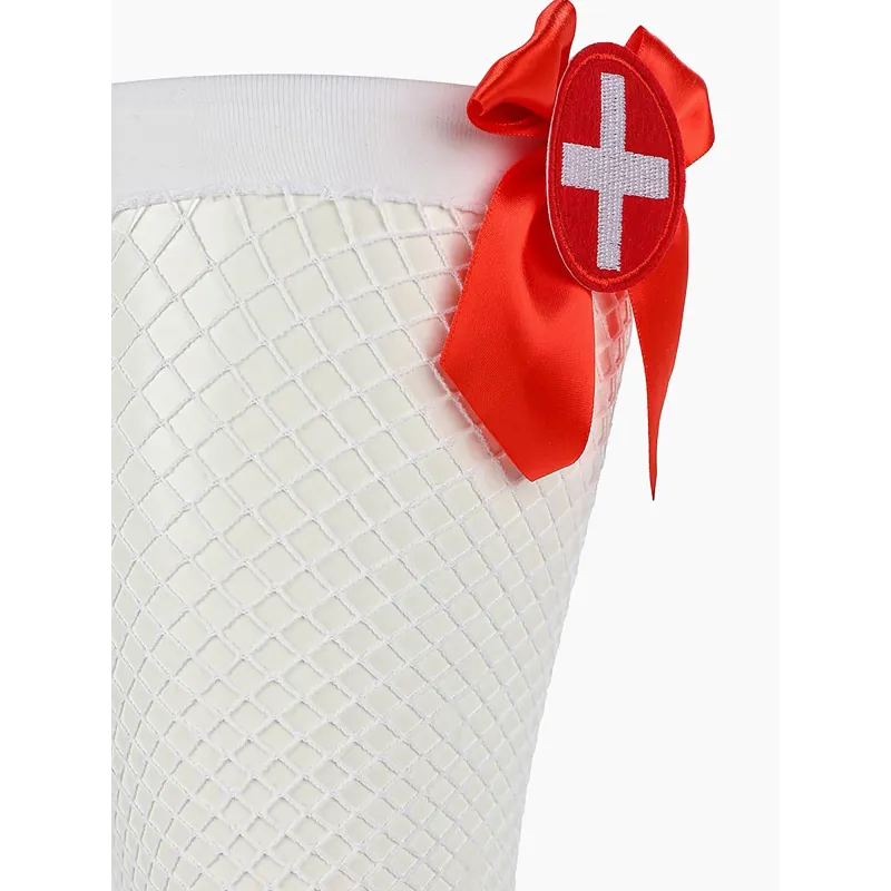 Чулки медсестры в сетку с бантиками