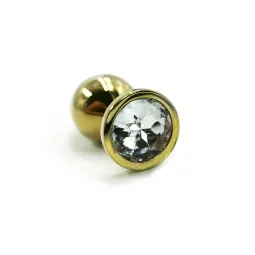 Анальная пробка из аллюминия с прозрачным кристаллом