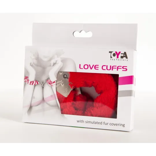 Наручники с красным мехом, с двумя ключами