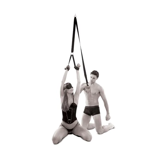 Фиксатор Fantasy Strap с наручниками и креплением для потолка черный