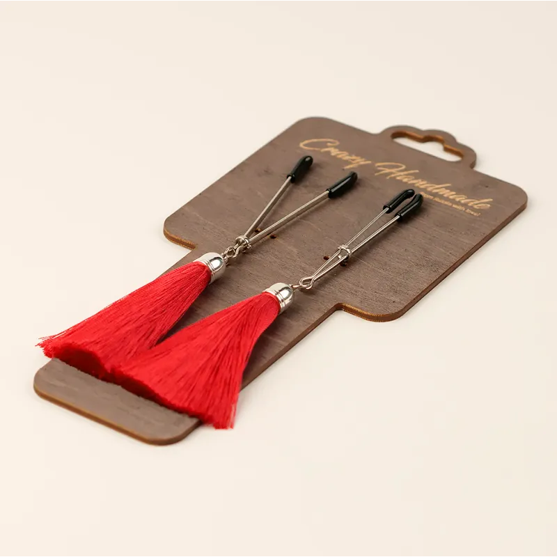 Зажимы на соски "вилки" с кисточками из шелка