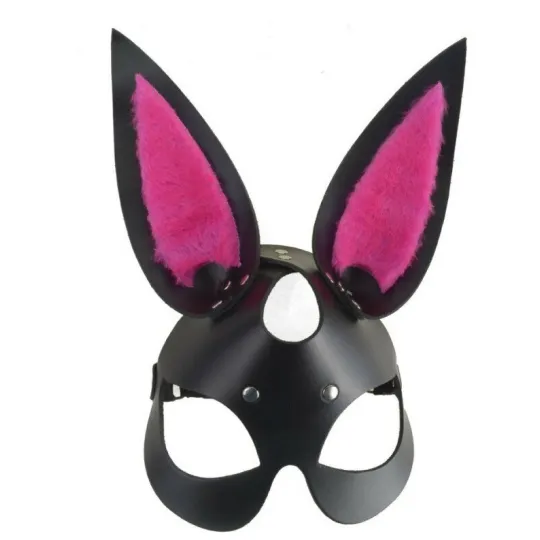 Маска Зайка черно-розовая