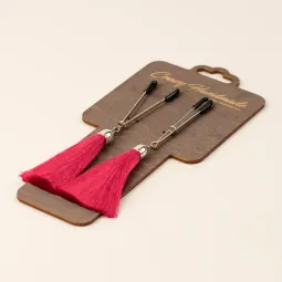 Зажимы на соски «вилки» с кисточками из шелка (Бордовый)