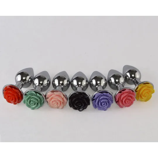 Плуг анальный, украшен розой , диаметр 26 мм (цвет в ассортименте)