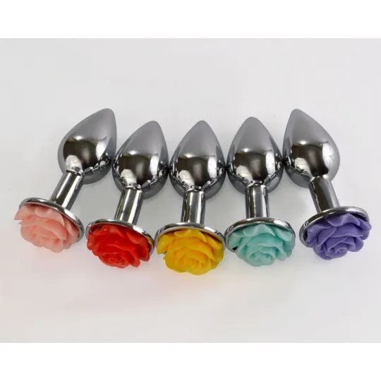 Плуг анальный, украшен розой , диаметр 26 мм (цвет в ассортименте)