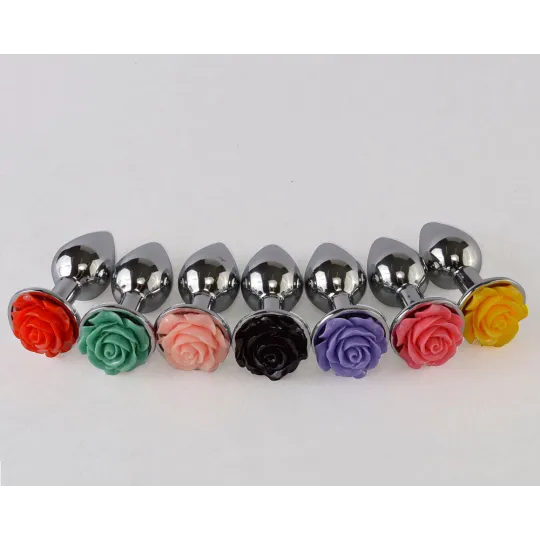 Плуг анальный, украшен розой , диаметр 26 мм (цвет в ассортименте)