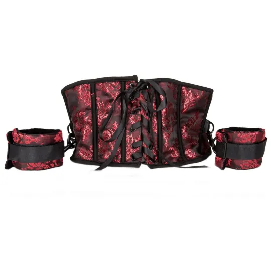 Корсет с наручниками Scandal Corset with Cuffs красный с черным
