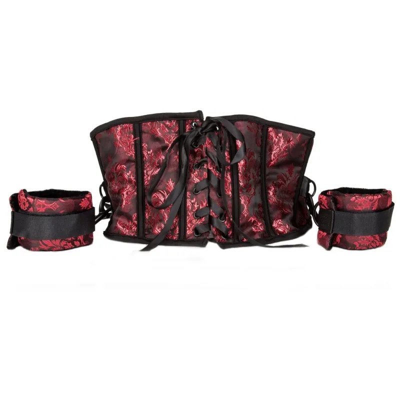 Корсет с наручниками Scandal Corset with Cuffs красный с черным
