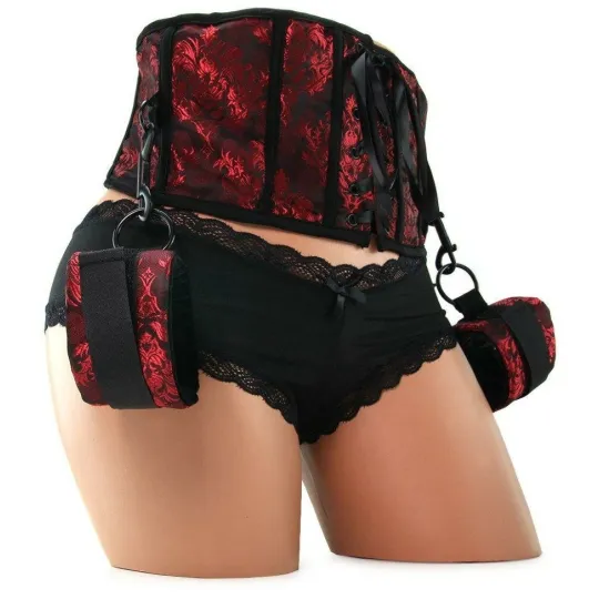 Корсет с наручниками Scandal Corset with Cuffs красный с черным