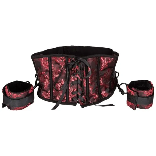 Корсет с наручниками Scandal Corset with Cuffs красный с черным
