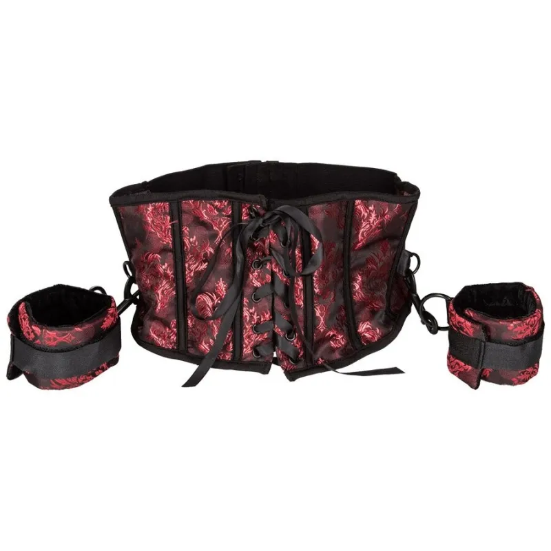 Корсет с наручниками Scandal Corset with Cuffs красный с черным