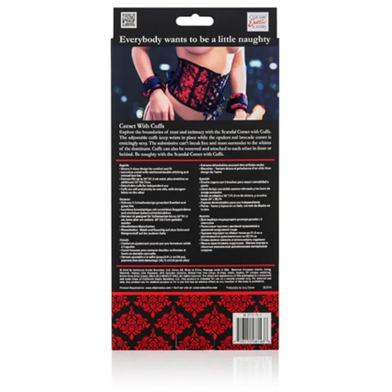 Корсет с наручниками Scandal Corset with Cuffs красный с черным