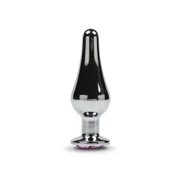 Маленькая анальная пробка с кристаллом, графит - Пикантные Штучки, 8.5 см